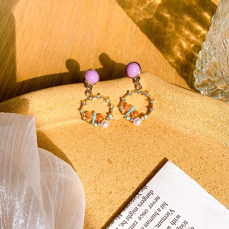 

Осень-зима 925 серебрянный простой все-матч стрекозой; Изысканный суперфеи Стад Серьги темпераментные в Корейском стиле