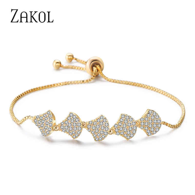 ZAKOL Новое поступление ААА браслет с шармами в форме ракушки цирконом для женщин