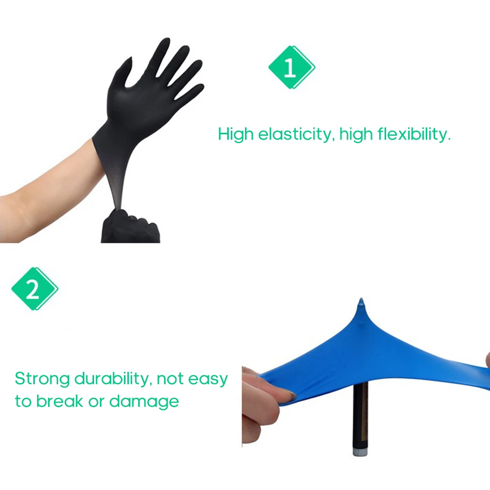 100 шт одноразовые нитриловые перчатки Нескользящие маслостойкие