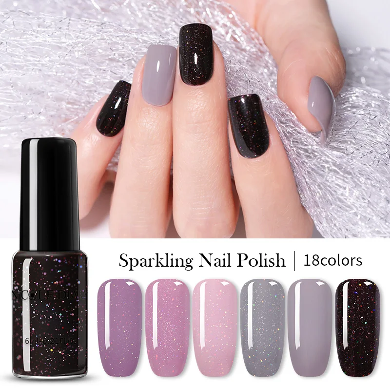 Цветной лак для ногтей NICOLE DIARY блестки дизайна Блестящий ногтей|Лак ногтей| |