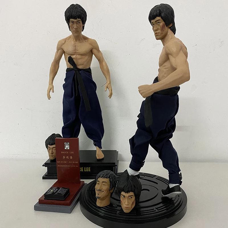 

Bruce Lee Action Figure 30cm 12inch Dragon Tiger Fighting Three-headed Real Clothes The Return of the Grand Master