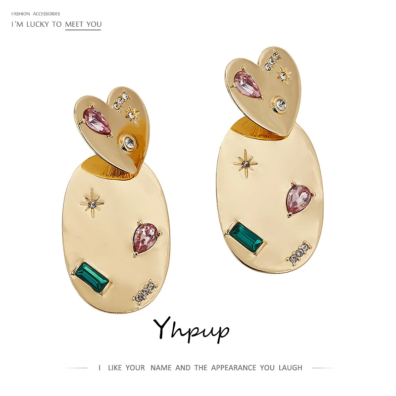 Yhpup в форме сердца геометрической формы свисающие серьги ювелирных изделий