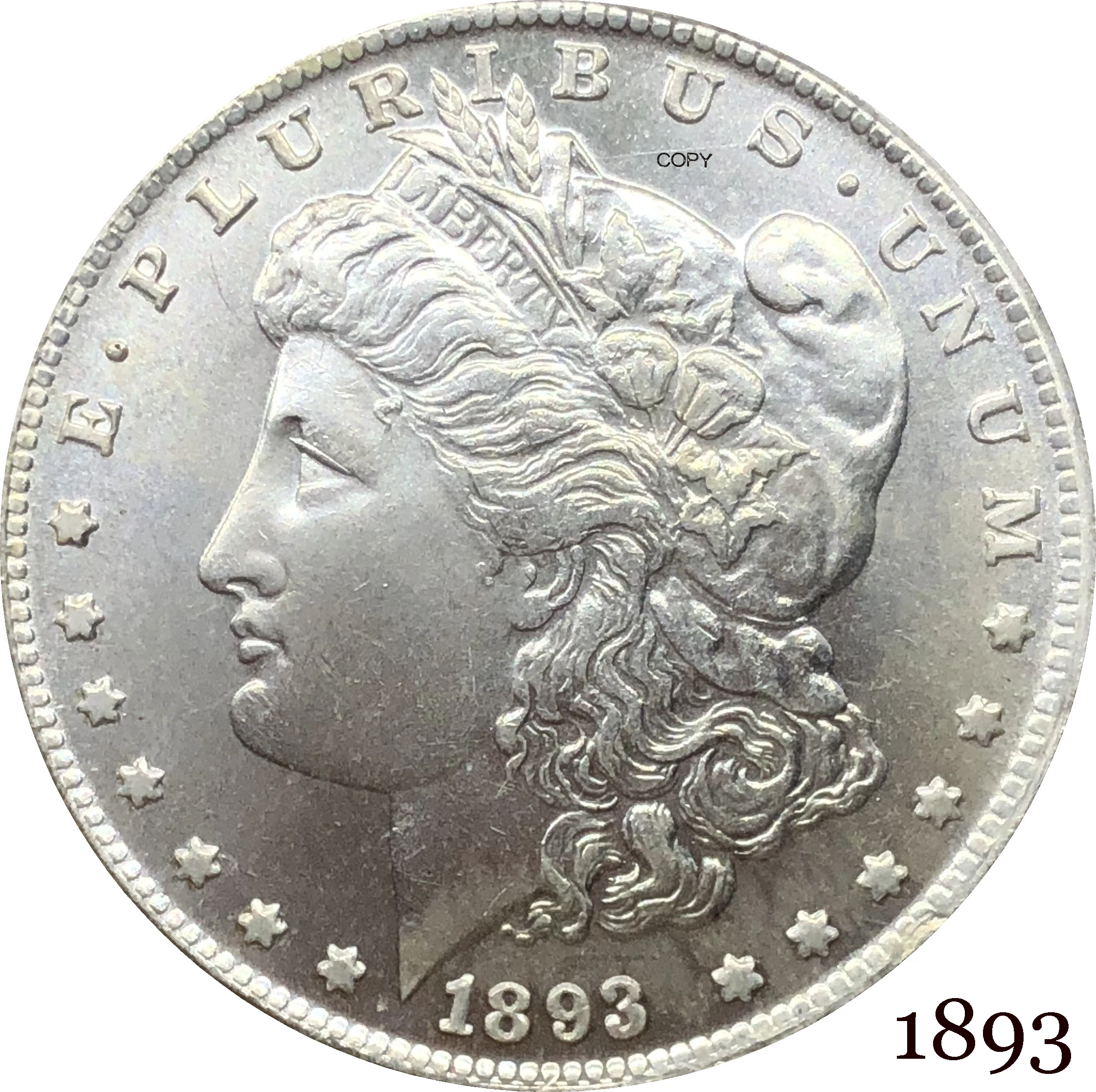 

Соединенные Штаты Америки 1893 Морган один доллар США Монета свобода мельница Посеребренная в Бог мы доверяем копия монеты