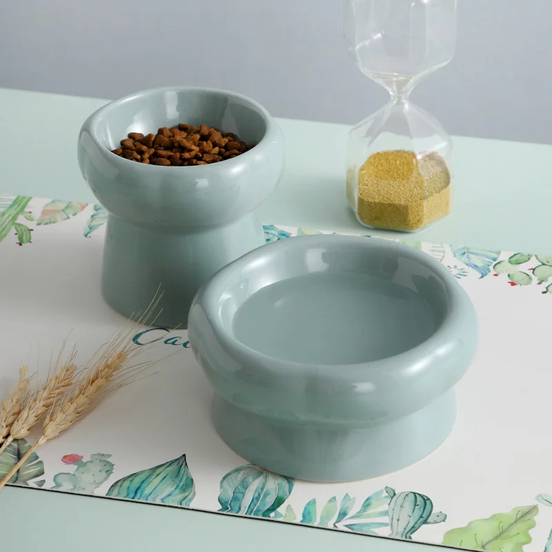 

Ceramic Bowl Cat Dog Puppy Feeder Feeding And Eating Food Water Elevated Raise Dish Goods For Cats Pet Supplies Accessories#P020