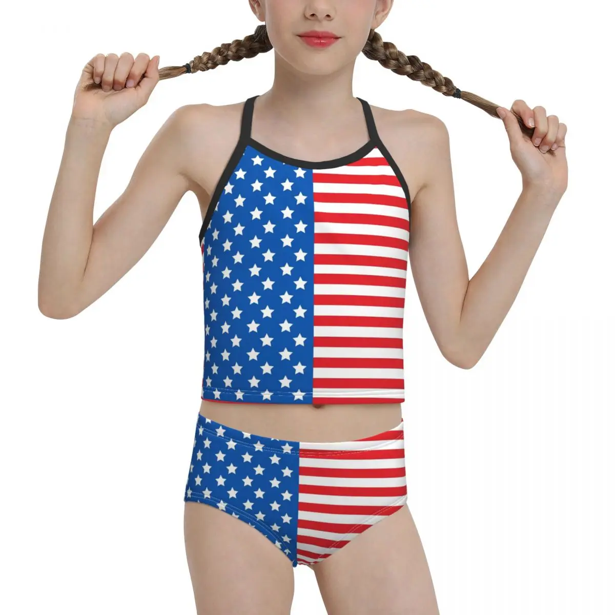 

2021 г., гордость, пляжная одежда для девочек младшей и старшей школы, принт, флаг США (1), бикини, оптовая продажа, бренд для девочек