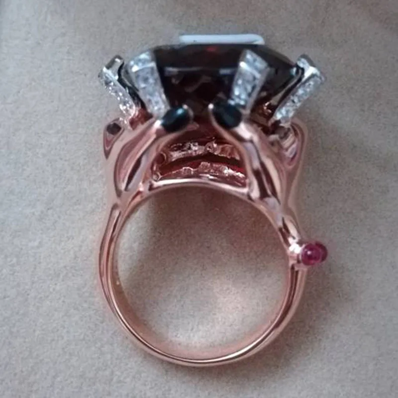 Qi Xuan_Fashion Jewelry_Big темно-красный камень роскошный гнев Rings_S925 Стерлинговое Серебро твердые руки палец rings_завод прямые продажи