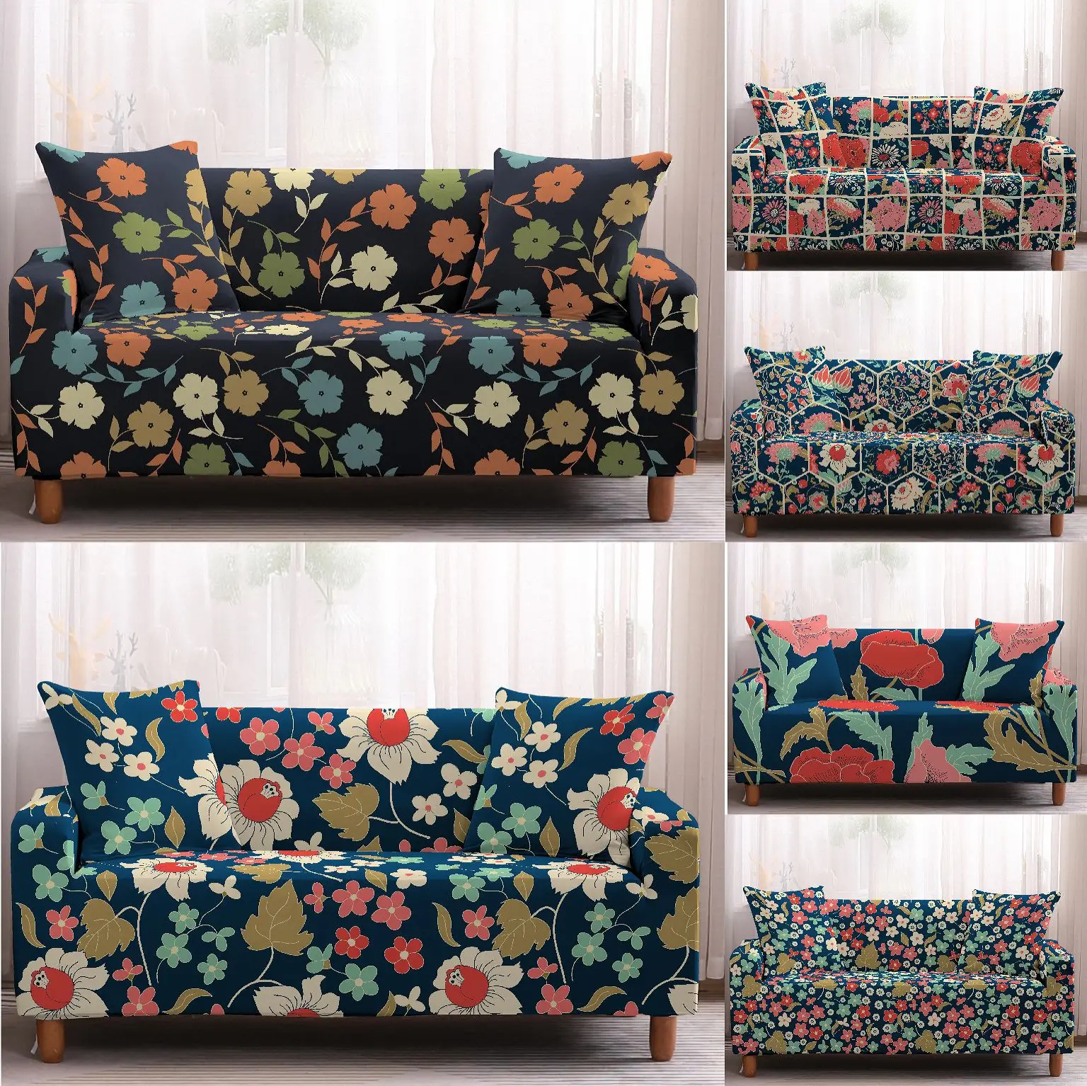 

Floral Printed Sofa Covers Sectional Couch Cover Elastic Stretch Slipcovers for Living Room Home Furniture Protector Sofa Towel