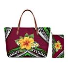 Женская сумка и кошелек HYCOOL, набор женских сумок на плечо с цветочным Полинезийским узором, новинка 2022, модная роскошная сумка