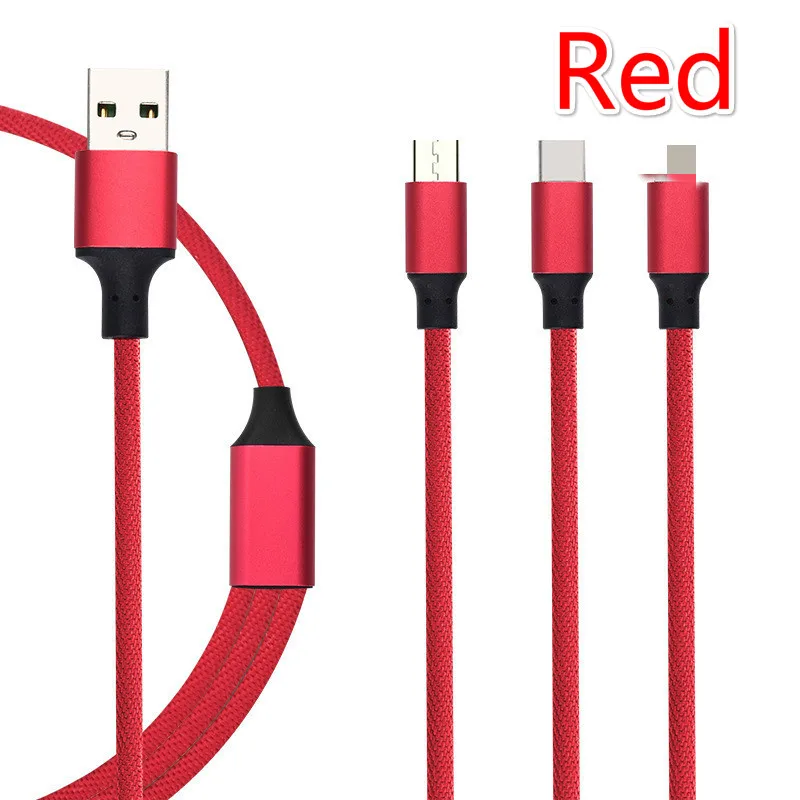3 в 1 быстрый Micro usb type C кабель для передачи данных для samsung Galaxy Универсальный телефон 3A освещение зарядки Кабели для IPhone X 8 HuaWei LG