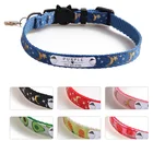 Милые ошейники для кошек с подвеской в виде Луны и звезды, ожерельльлье с котенком, ошейники для кошек и кроликов с надписью и колокольчиками