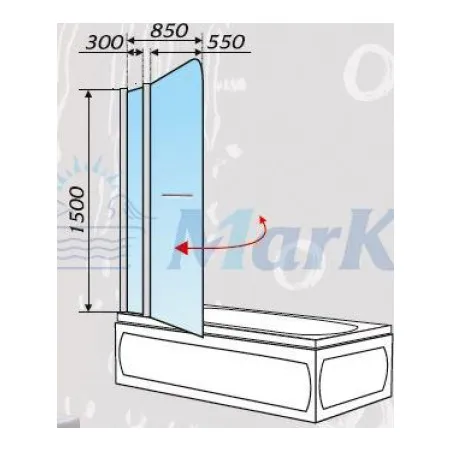 Шторка на ванну 1Marka P 05 85 прозрачная хром (4604613103347)|Шторки для ванной| |