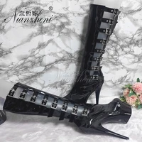 6 inches thigh high boots high heels platform boots belt buckle stage show sexy stripper heels models party pole dance shoes new