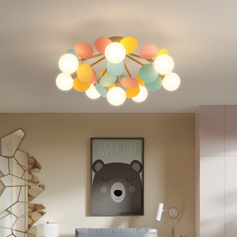 $48.10 Modern Macron Chandeliers Lamps Children Room Living Room Kids Bedroom LED Deco Ceiling Lamp Indoor Colourful Ceiling lighting