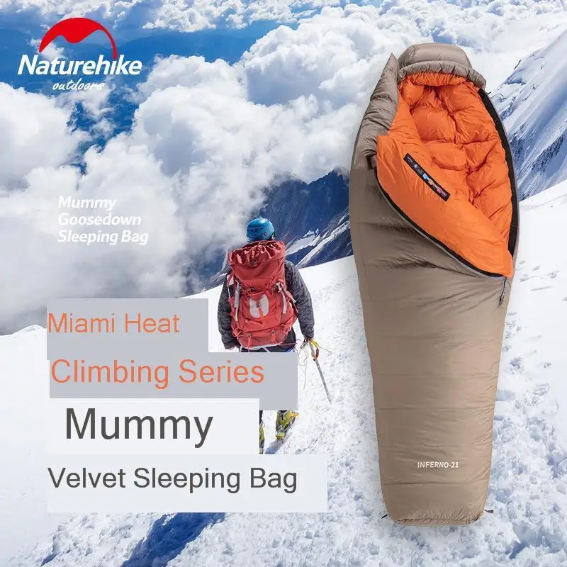 Naturehike 20D зимний утепленный спальный мешок с гусиным пухом для мам, супер сохраняющий тепло, 750FP, комфортное ограничение температуры-15℃-42℃