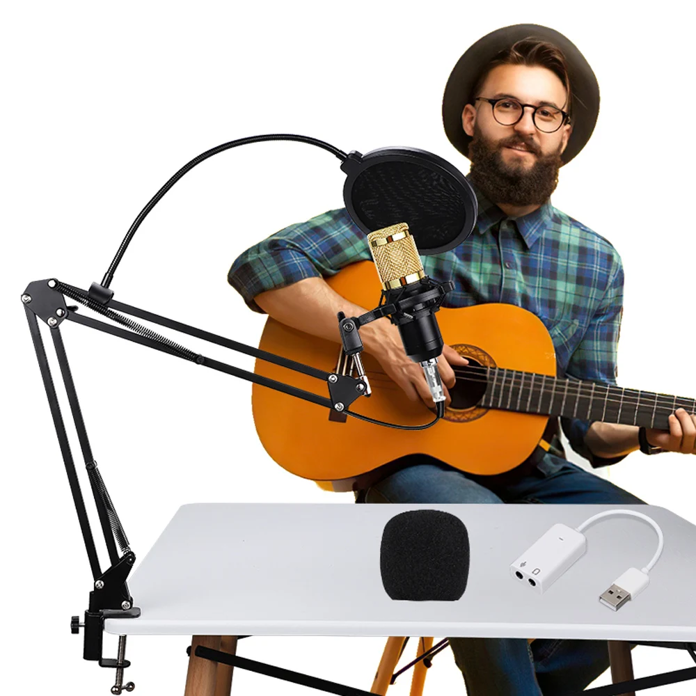 BM800 профессиональный студийный микрофон конденсаторный аудио 3 5 мм проводной для