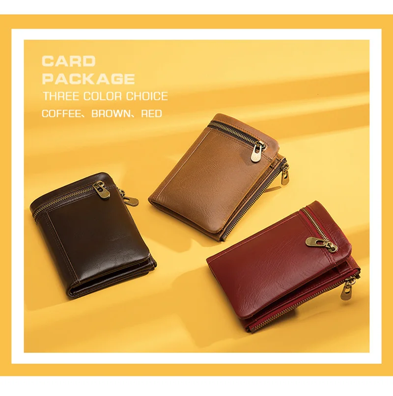 Кошелек из натуральной кожи для мужчин и женщин мягкой коровьей короткий двойной