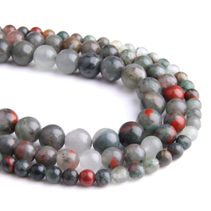 Натуральный Африканский кровяной Камень круглые каменные бусины аксессуары