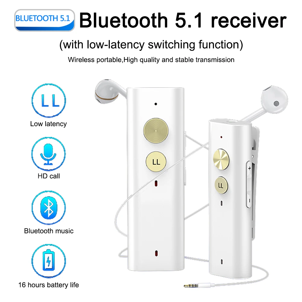 

Wireless Audio Receiver Bluetooth 5.1 Receiver Low Latency 3.5mm Audio Adapter