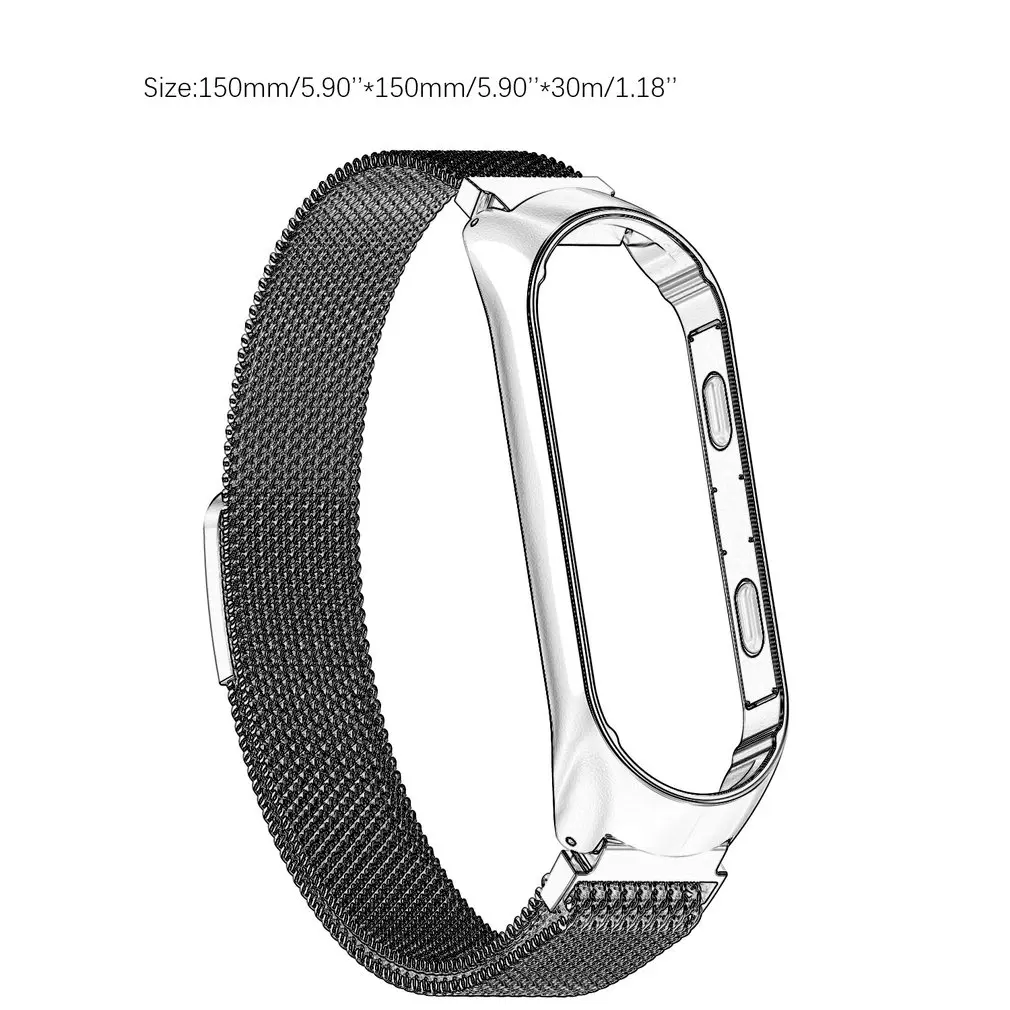 Metal Frame Smart Watch Wrist For Mi Band 4 Wristband Sports Bracelet Strap Ring | Наручные часы