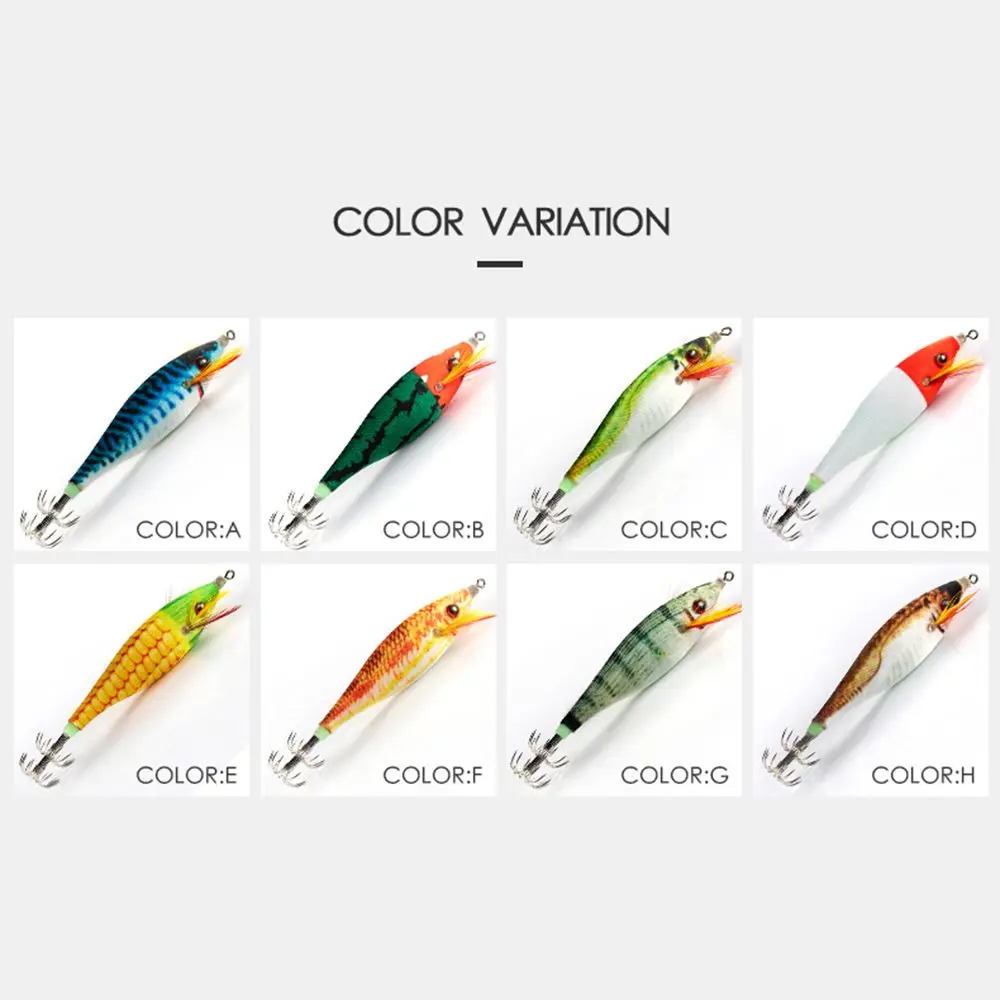 Simulation Lifelike Jigs Luminous Squid Hook Octopus Bait Fishing Tackle Wood Shrimp Lures