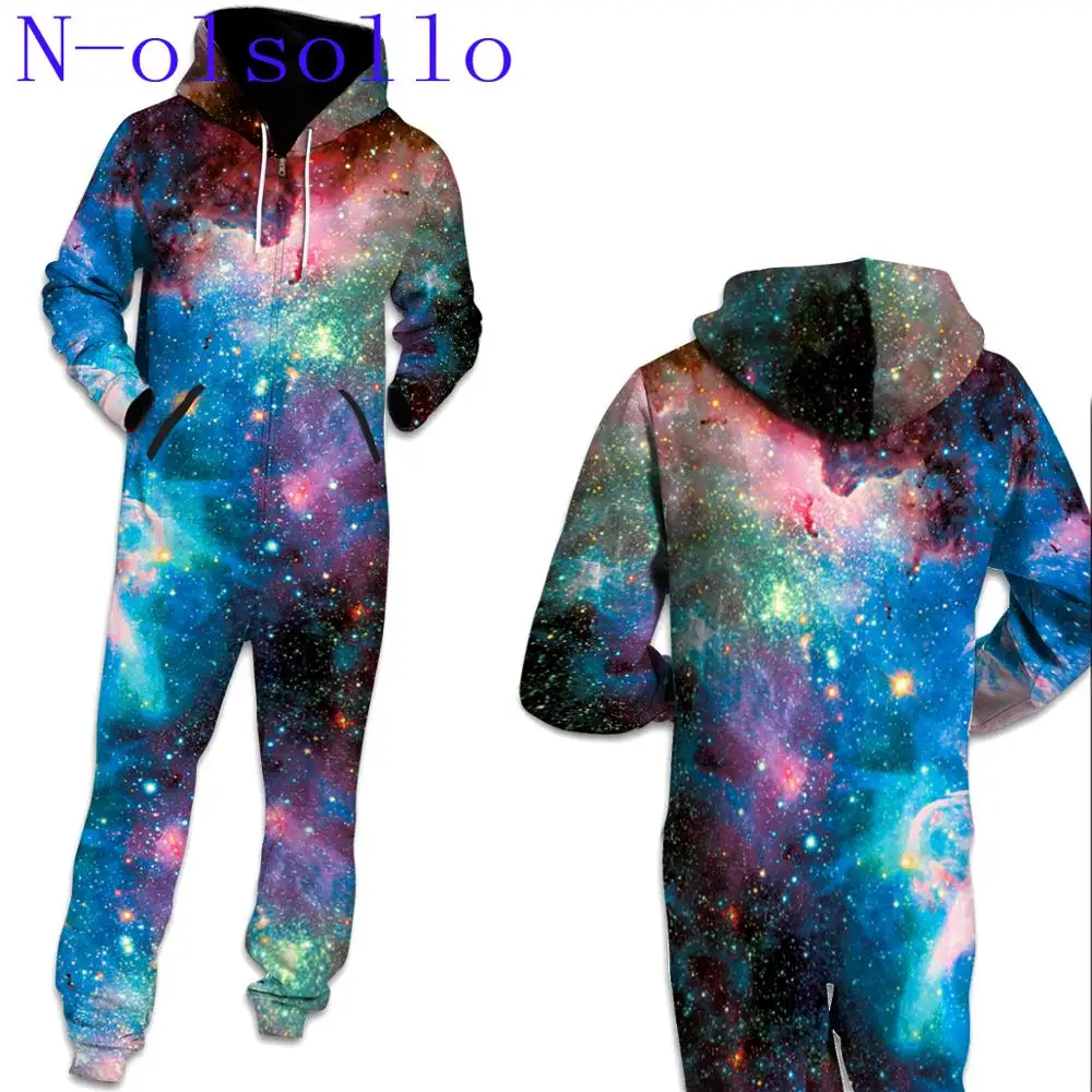 Женский комбинезон с капюшоном N-olsollo Galaxy Space Series повседневный длинным рукавом