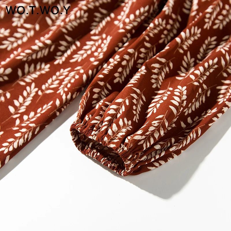 

Vintage Floral Print Ruffles Long Dresses Female Summer Lantern Sleeve Elastic Sashes A-Line Dress Woman Knee-Length 2020