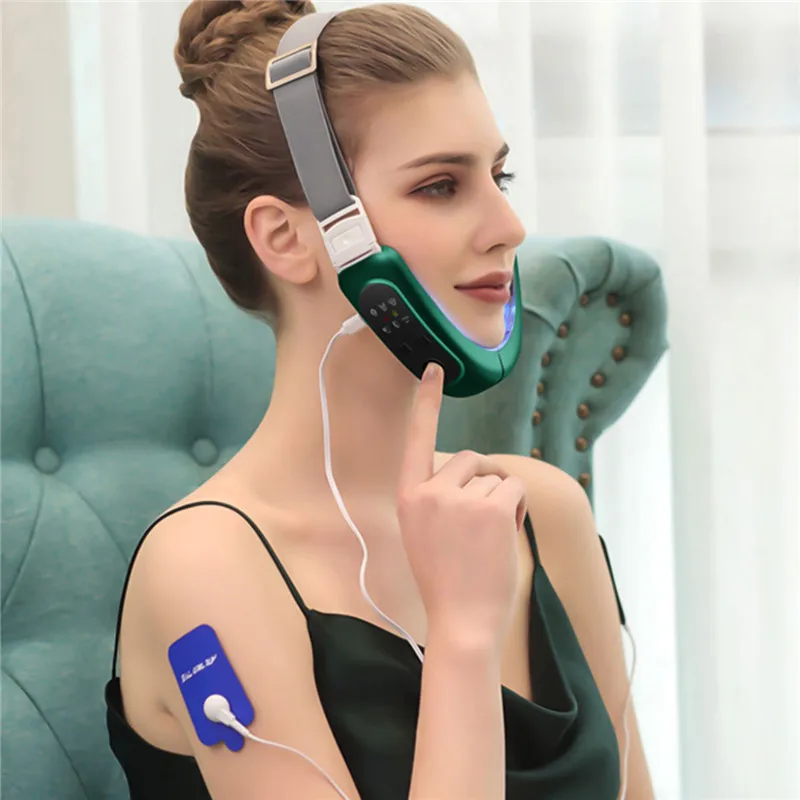 Chin V Line Up Lift Belt Machine Красный Синий светодиодный Photon Tens терапия анс черная головка