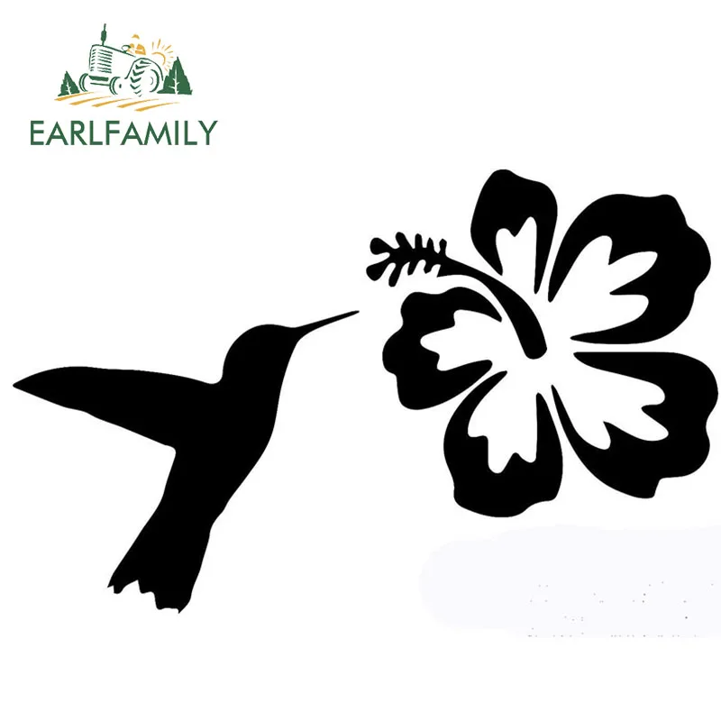 EARLFAMILY 58cm x 29cm 2x Hummingbird Hibiscus Flower Funny Graphical (one For Each Side) Car Window Door Sticker Vinyl Decal | Автомобили