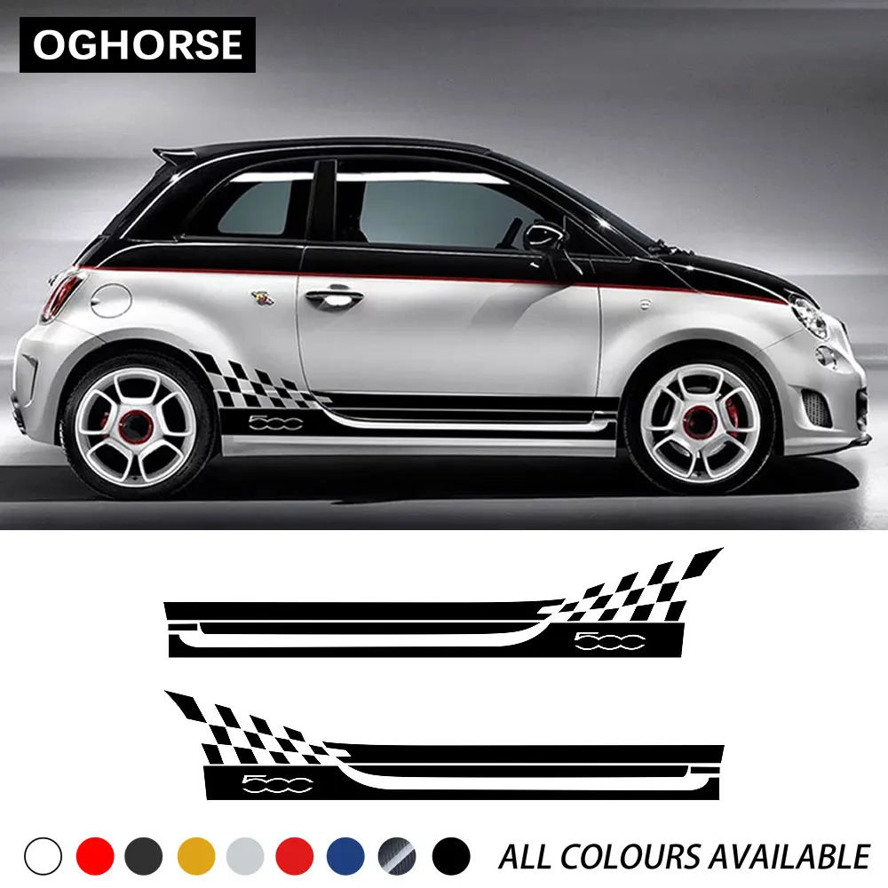 

2 Pcs Abarth Door Side Stripes Sticker Racing Lattice Car Styling Body Decoration Decal For Fiat 500 Bravo Palio Accessories