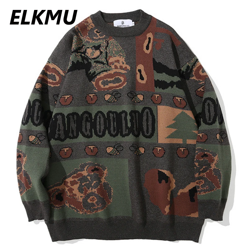 

Свитер Вязаный Мужской ELKMU, в стиле оверсайз, осень