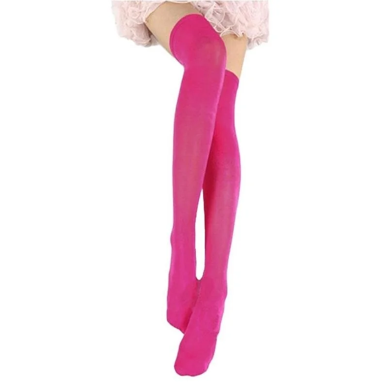 1Pair Women Girls Opaque Over Knee Thigh High Elastic Sexy Stockings Black/White Over the knee stockings Women Stocking