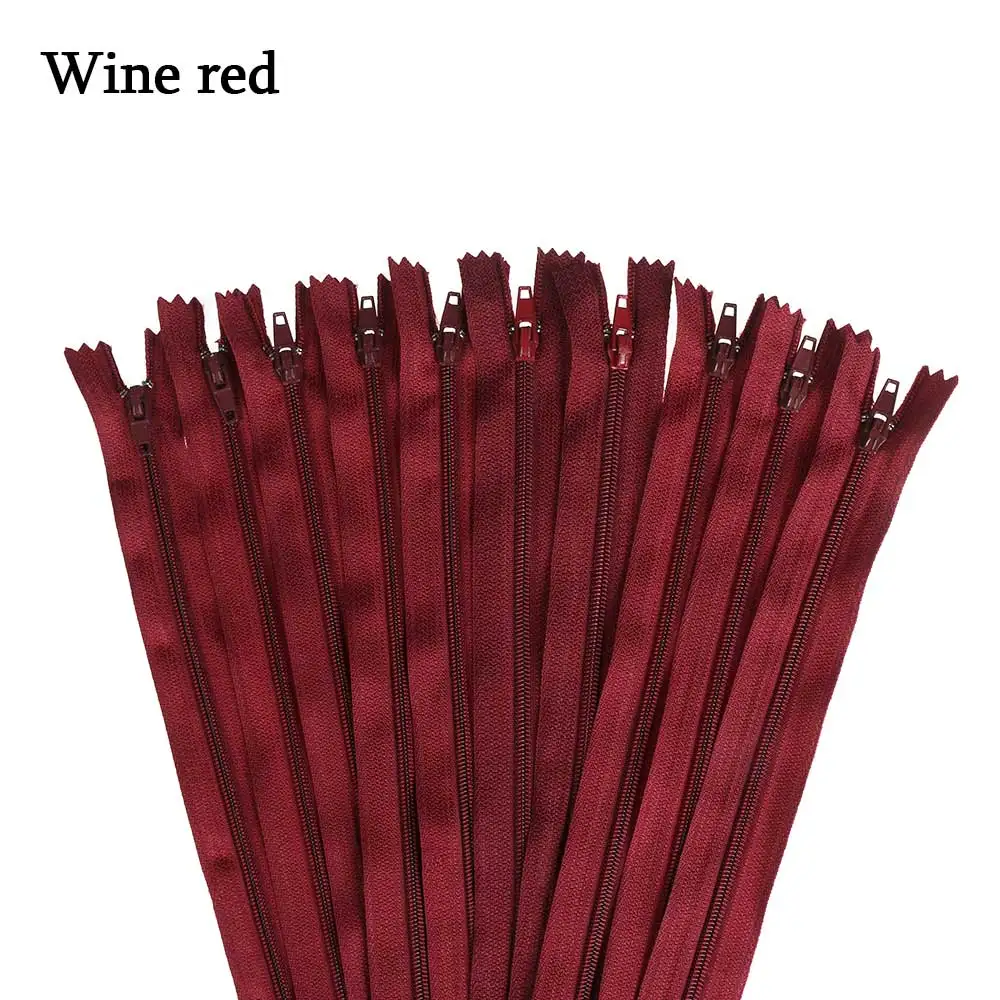 wine red 10 шт./лот 20 см длина Красочные Нейлоновые катушки молнии портной для Брюки Одежда швейные изделия ручной работы DIY аксессуары - Цвет: wine red