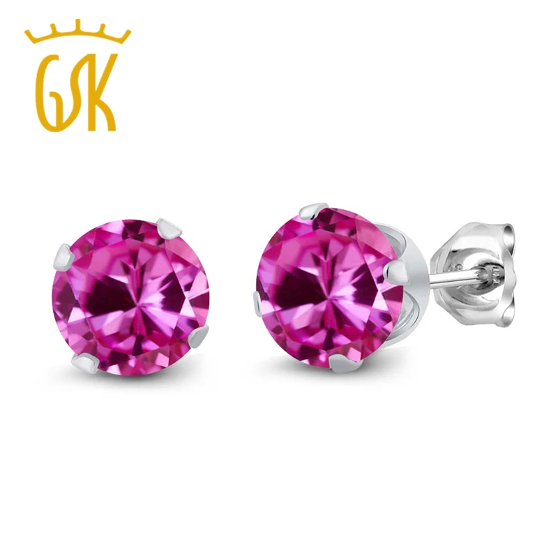 GemStoneKing 2 00 Ct круглый 6 мм розовый сапфир 925 стерлингового серебра классические