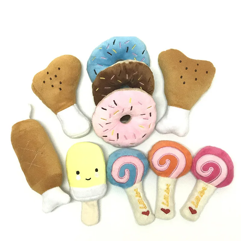 

Cute Funny Squeaky Pet Toys Small Medium Dogs Puppy Bite Resistant Simulated Dog Toy Chicken Leg Ice Cream Series Pet Product