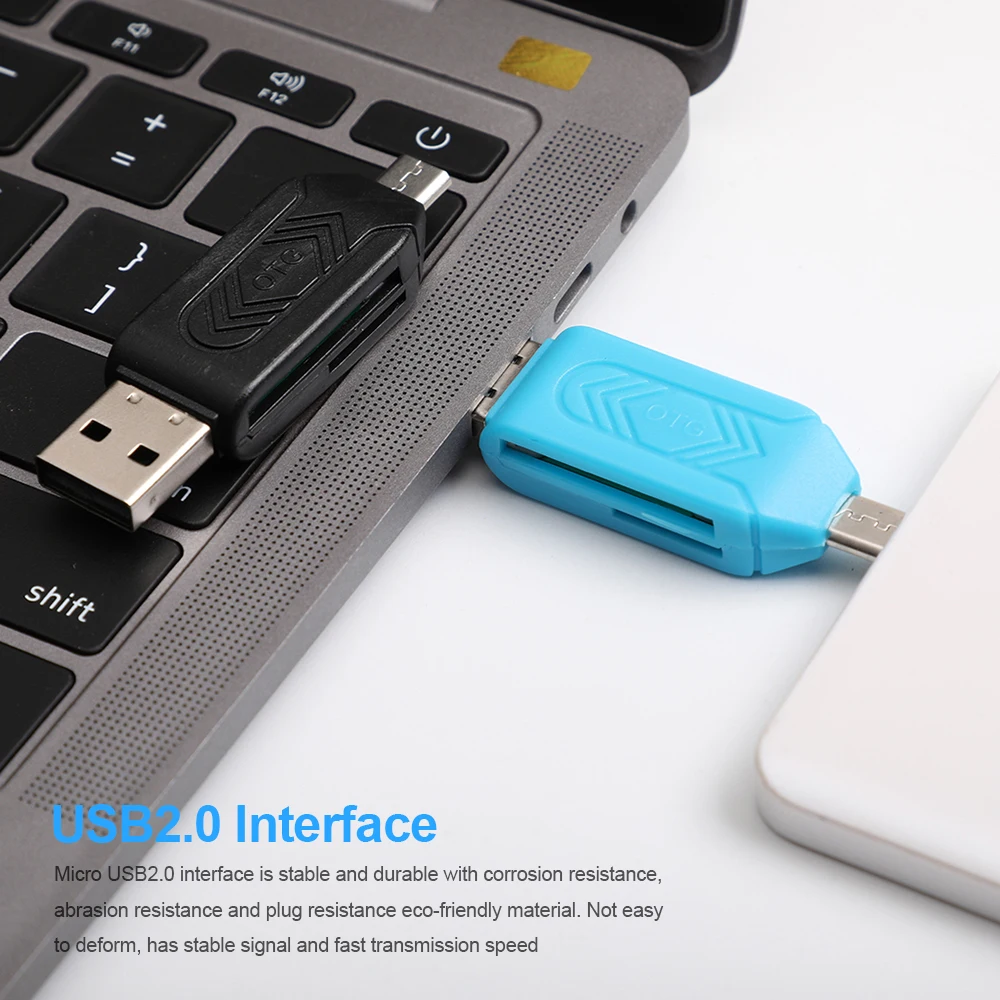 Micro USB 2 в 1 OTG кардридер Type-C3.0 Поддержка TF карта рекордер телефон карта памяти вращающийся кардридер синий