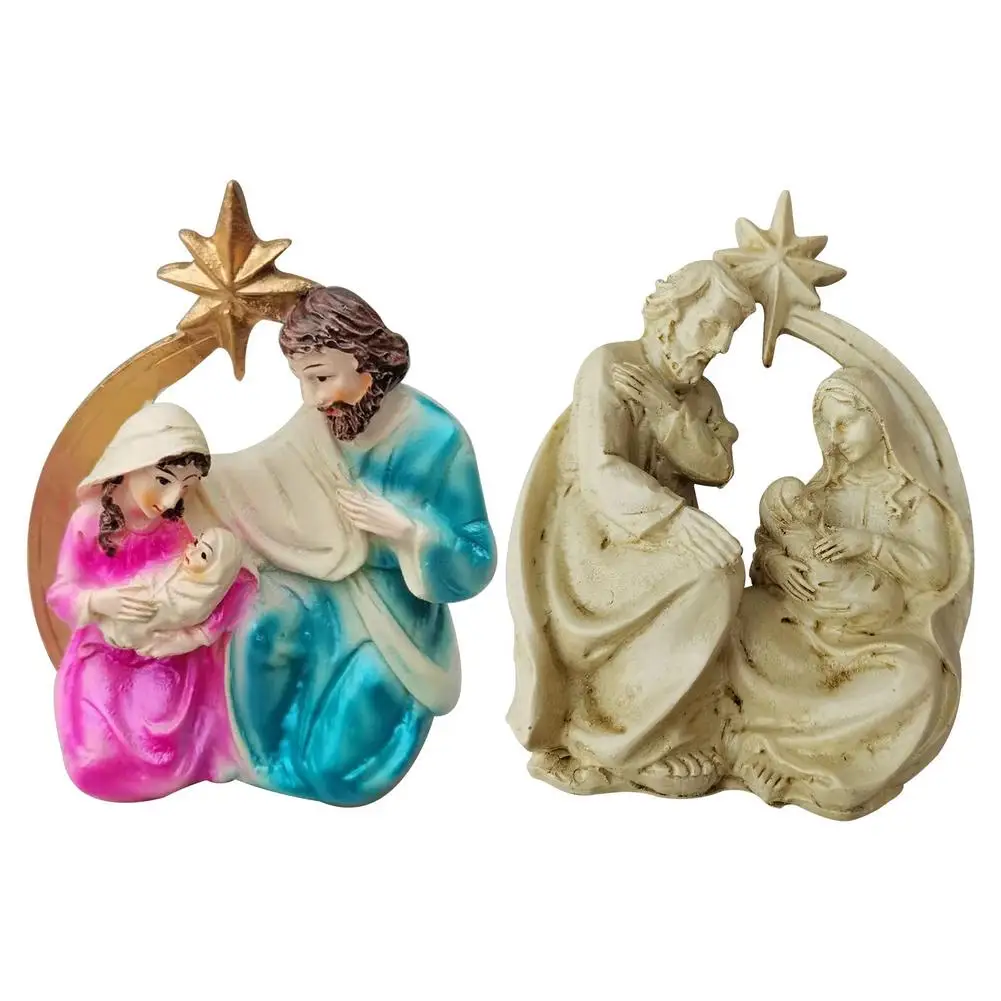 

Nativity Manger Figures Christian Birth Of Jesus Family Of Three In Manger Scene Layout And Decoration Gift Desktop Decoration