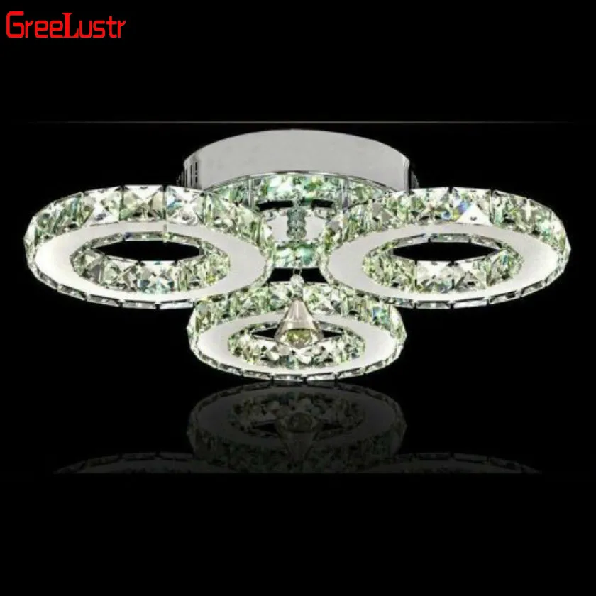

Modern K9 Crystal LED Ceiling Lights Stainless Steel 3/5 Rings Lusters Plafond For Kitchen Dinning Room Luminaire Light Fixtures