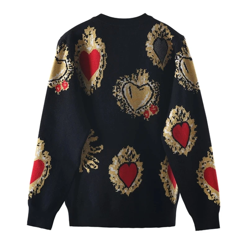 Вязаный свитер Vintag Рождественский пуловер с драгоценным камнем люрексом