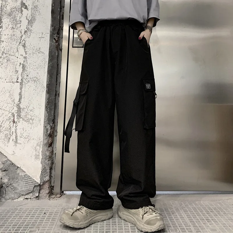 Брюки карго женские с завышенной талией свободные штаны большими карманами