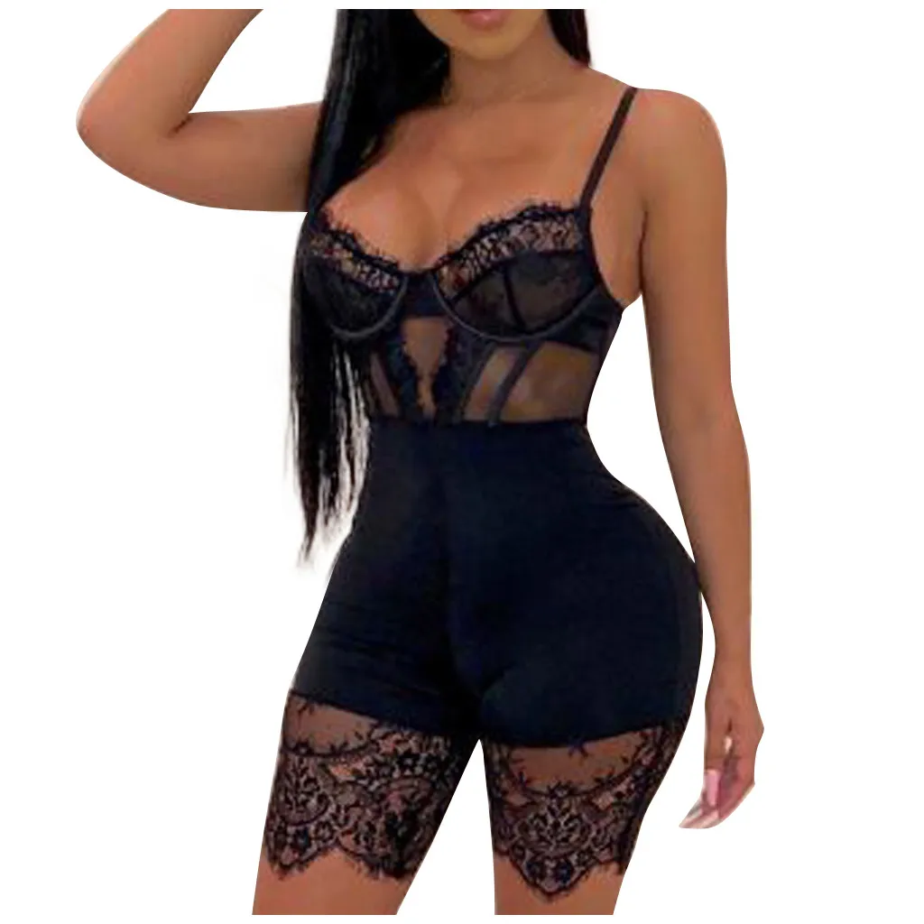 Слитное женское нижнее белье кружевное сексуальное с открытой спиной боди -