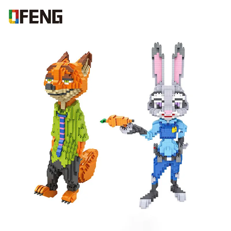 LOZ мини кубики Джуди Ник кролик лиса модель бриллиантовые Мультяшные фигурки