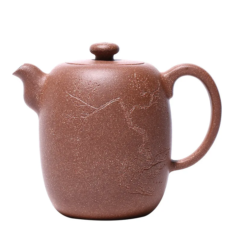 

Yixing Famous Raw Ore Pure Manual Dark-red Enameled Pottery Teapot Yu Su Teapot College School Literati Pottery Carving Tea Set