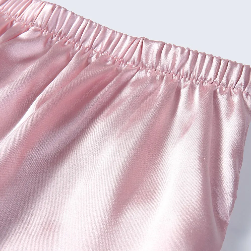 Женская шелковая атласная пижама пижамный комплект на бретельках Женский для