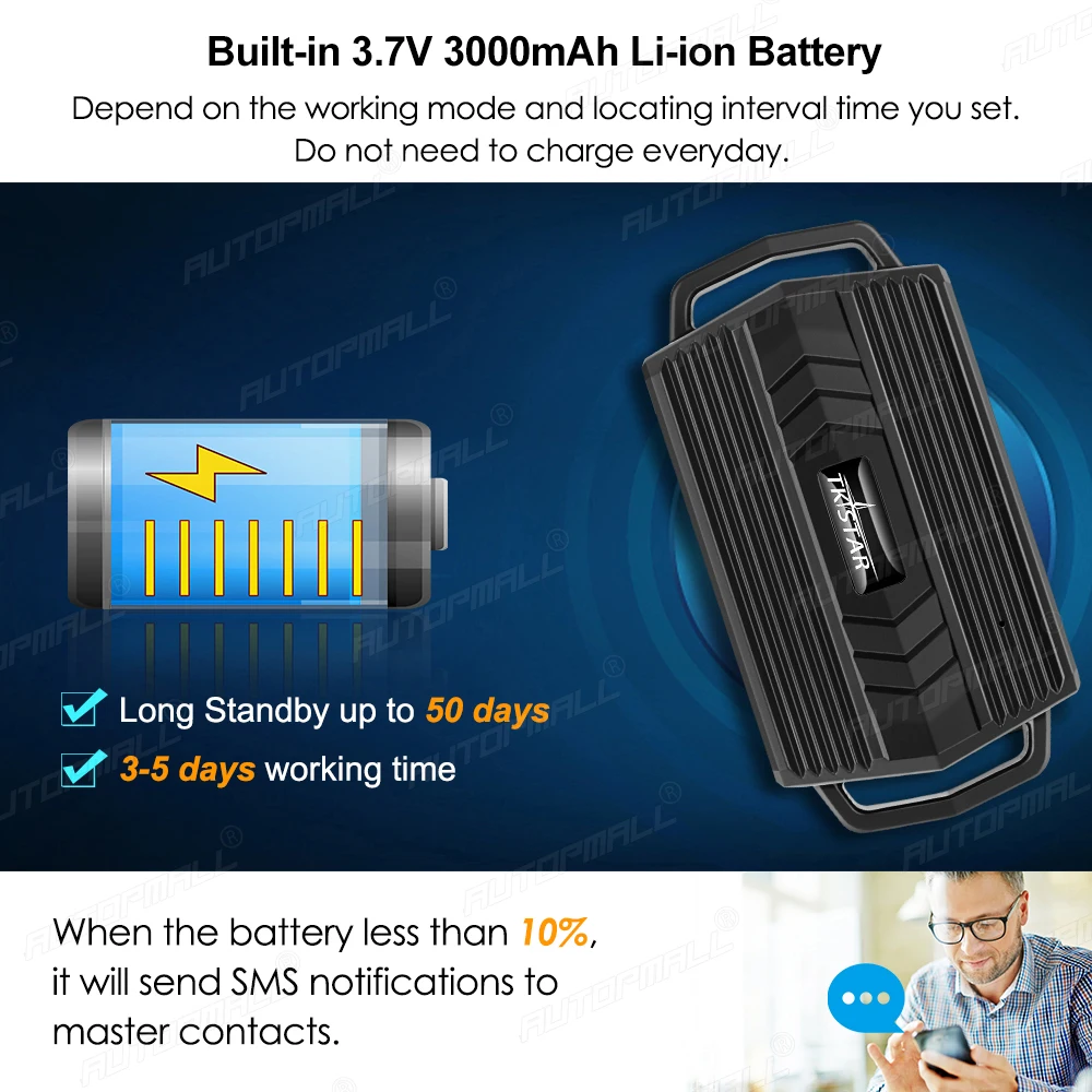 TKSTAR GPS трекер устройство слежения за автомобилем водонепроницаемый Магнит 3000 мАч