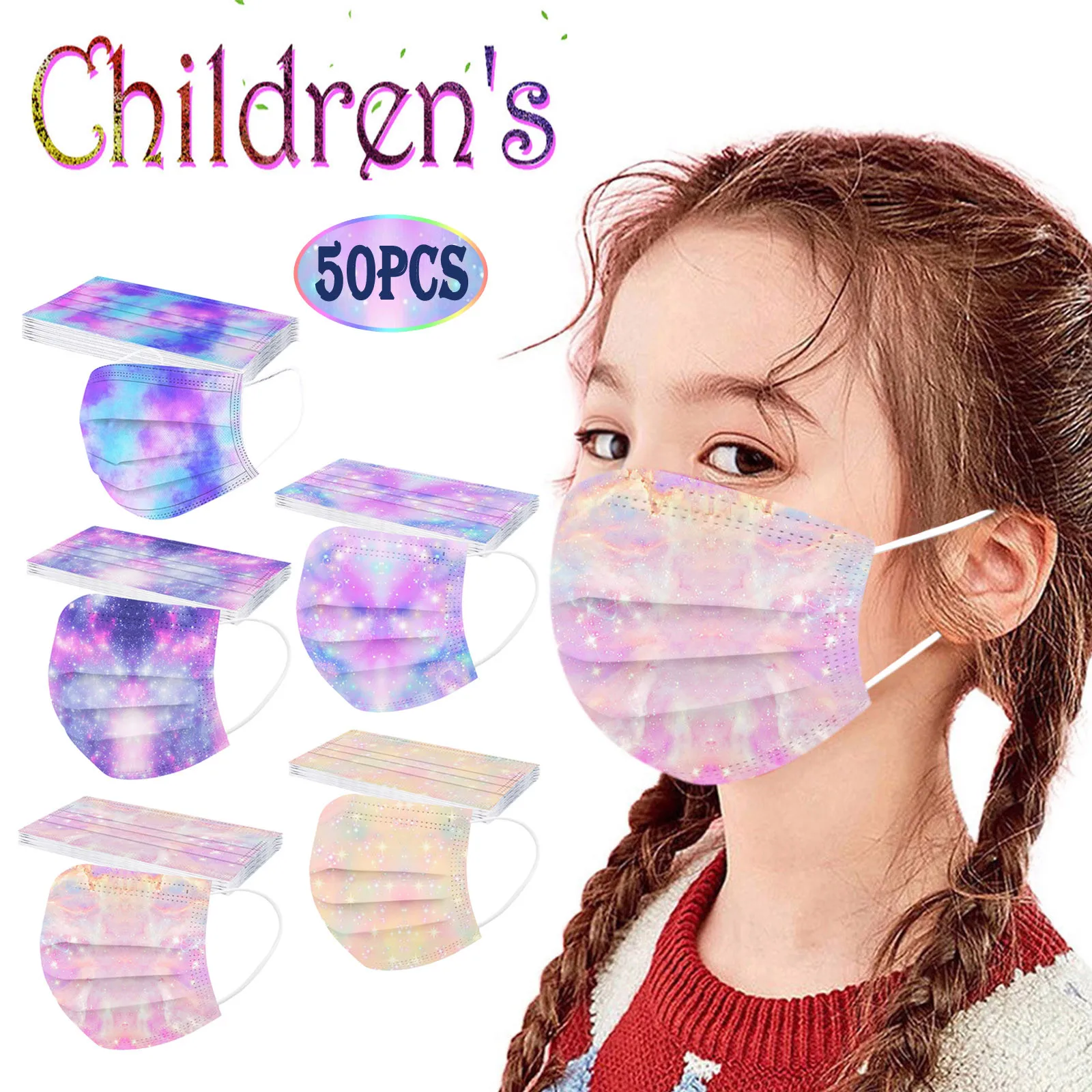 

50pc Fast Delivery Children's Disposable Masks Colorful Designer 3layer Protection Mouth Masks For Child Kid Decoration Masque