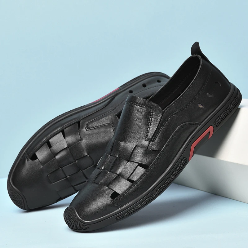 Сандалии мужские из натуральной кожи роскошные брендовые Мокасины деловые