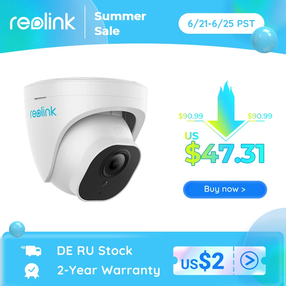 Reolink умная камера безопасности 5MP PoE наружная инфракрасная купольная ночного
