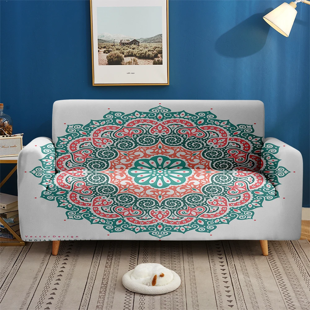 

1/2/3/4-Seater Mandala Painting Style Sofa Cover Bohemia Sofa Set Custom Living Room Bedroom Furniture Apartment Decoration