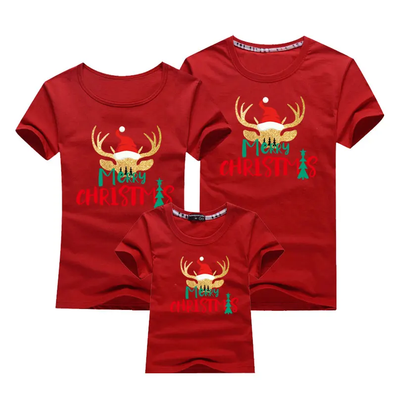 

Mother Daughter Cartoon Printed Cotton Clothes Christmas Family T-shirt Adult Kids T-shirt Girls Boy Mom Dad T-shirt