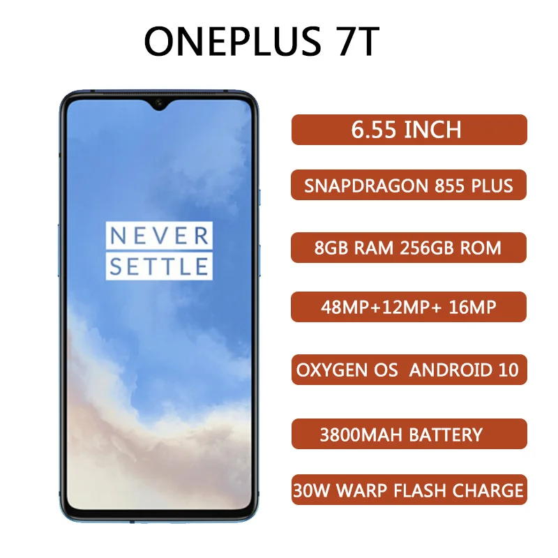Хит продаж мобильный телефон Oneplus 7 T 4G 6 55 дюймов 90 Гц AMOLED экран четыре ядра 8 ГБ ОЗУ